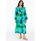 Jurk - ACQUA - Katoenen Jurk - Midi-lengte - Lange Mouwen - V-halslijn