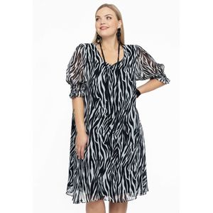 Yoek A-lijn Jurk met Zebraprint Zwart/Wit