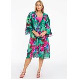 Cardi - Blouse - Met Ruches - Semi-transparant - Abstracte Bloemen