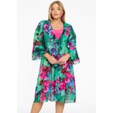 Cardi - Blouse - Met Ruches - Semi-transparant - Abstracte Bloemen