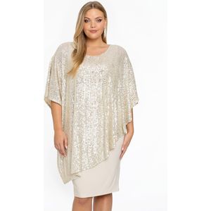 Jurk - A-symmetrisch - Zilver - Paillette