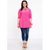 Blouse - Effen - Katoen - Pofmouwen - Knoopsluiting - Ruches