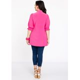 Blouse - Effen - Katoen - Pofmouwen - Knoopsluiting - Ruches
