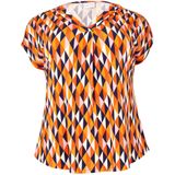 Tuniek - HARLEQUIN - Oranje en Paarse Geografische Print - V-hals