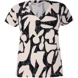 YOEK - Shirt - Ecru/Zwart - Wijde Pasvorm - Kwartmouw