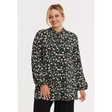 YOEK - Flare Tuniek - Zwart - Bloemenprint