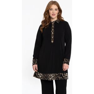 Tuniek - Zwart - Met Leo Kraag - Lange Mouwen