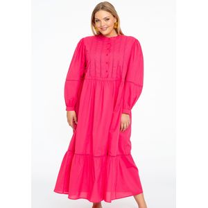 Jurk - SOFT COTTON - 100% Katoen - Lange Mouwen - Granddad-kraag