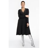 Jurk - Grijs Gemêleerd - A-lijn - Lange Mouwen - V-halslijn