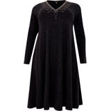 Jurk - Grijs Gemêleerd - A-lijn - Lange Mouwen - V-halslijn