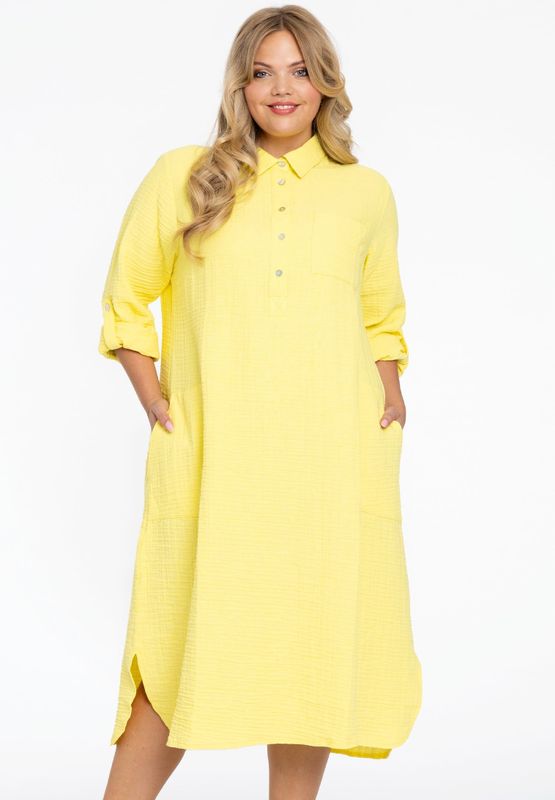 Jurk - BUBBLE - Katoen - Met Zakken - Elegante Parelknopen