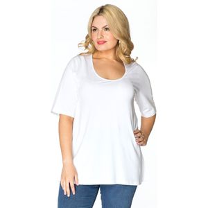 YOEK - Shirt - Wit - Effen - Halve Mouw - Losse Pasvorm