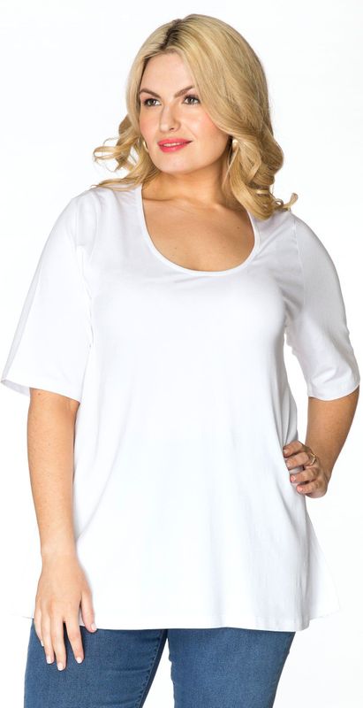 YOEK - Shirt - Wit - Effen - Halve Mouw - Losse Pasvorm