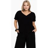 YOEK - Shirt - Zwart - V-hals - Kwartmouw - Normale Pasvorm
