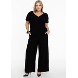 YOEK - Shirt - Zwart - V-hals - Kwartmouw - Normale Pasvorm