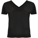 YOEK - Shirt - Zwart - V-hals - Kwartmouw - Normale Pasvorm
