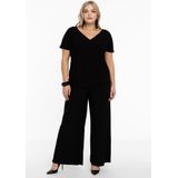 YOEK - Shirt - Zwart - V-hals - Kwartmouw - Normale Pasvorm