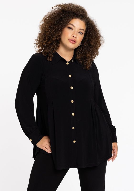 Blouse - DOLCE - Met Plooien - Gouden Knopen