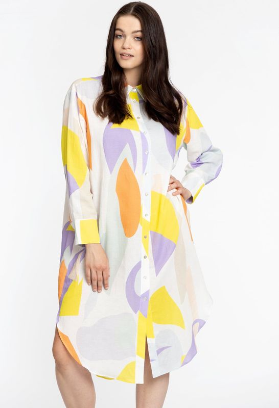 Blousejurken - Wijd - FLOWLY - Blouse-jurk - Lichte Materiaalmix van Katoen en Linnen