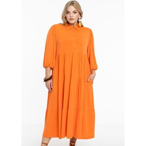 Jurk - DOLCE - Maxi Lengte - Pofmouwen - Ruches - Steekzakken