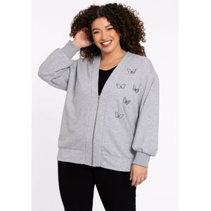 YOEK - Hannelore - Bomberjasje - Grijs - Sweat - Met Geborduurde Vlinders