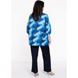 Tuniek - Blauw - V-hals - Halflange Mouwen - Abstracte Print