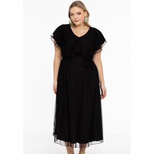 Jurk met ruches V-hals MESH