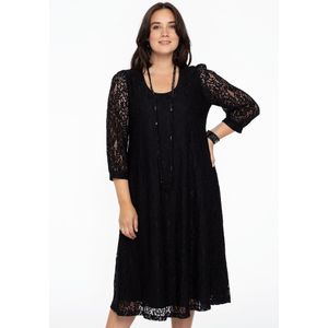 Jurk - A-lijn - LACE - Gevoerd - Ronde Halslijn - Cropped Mouwen