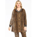 Sweatshirt - Leopard - Flare Fit - Glinsterende Boorden - V-hals