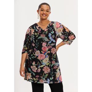 Tuniek met watervalhals ORIENTAL FLOWER