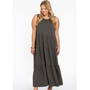 Jerseyjurk - COTTON - Ronde Halslijn - Enkellengte - Romantische Ruches