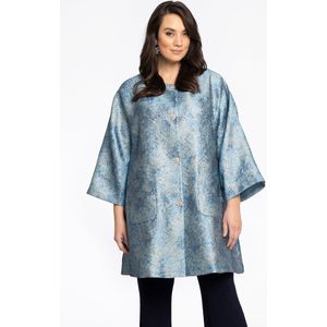 Jacket - Kimono Geïnspireerde Jas - Met Bloemen - Wijde Pasvorm - Midi Mouwen