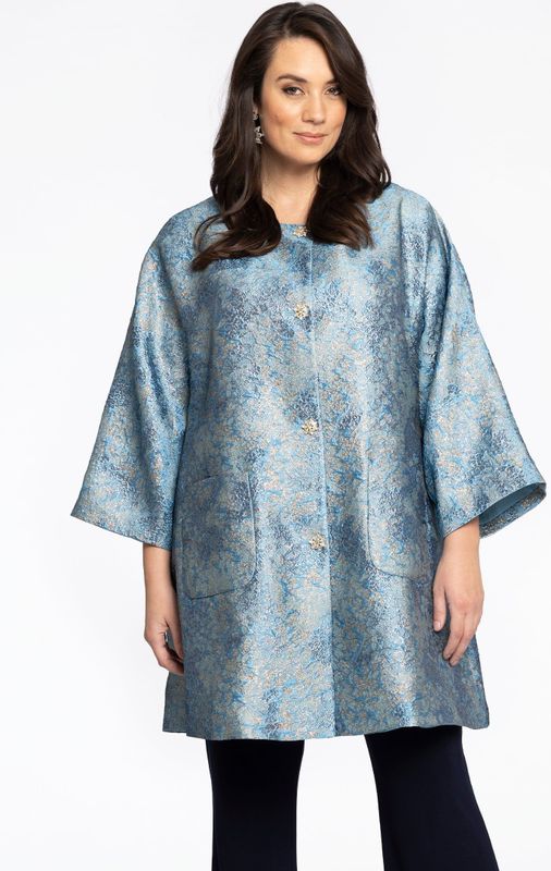 Jacket - Kimono Geïnspireerde Jas - Met Bloemen - Wijde Pasvorm - Midi Mouwen