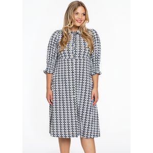 LOGO - Jurk - Navy - Met Knopen - Korte Pofmouwen