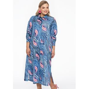 Blouse - Blauw met Roze Paisley - Lange Blouse