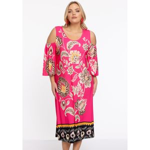 Jurk - ZARIA - Roze Oranje Zwart - Met Cut-out