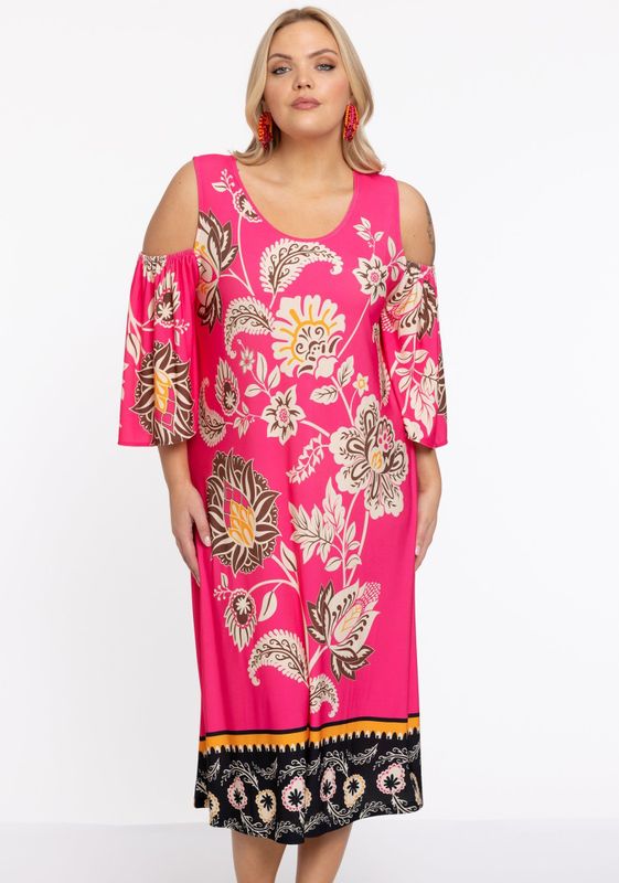 Jurk - ZARIA - Roze Oranje Zwart - Met Cut-out