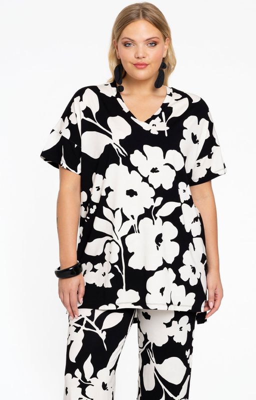 GIARDINO - Tuniek - Monochroom - V-hals - Korte Mouwen - Portraits-collectie