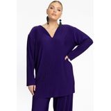 Tuniek - PLISSE - Licht Plissémateriaal - Wijde Pasvorm - Lange Mouwen - Ronde Halslijn met V-Uitsnede