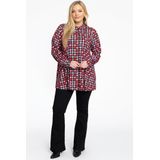 Blouse - Rood Roze Pied-de-Poule - Lange Mouwen - Katoen