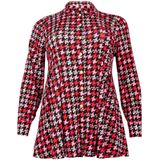 Blouse - Rood Roze Pied-de-Poule - Lange Mouwen - Katoen