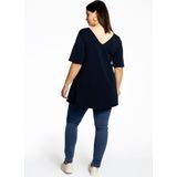 YOEK - Shirt - Donkerblauw - Effen - Halve Mouw - V-hals