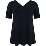 YOEK - Shirt - Donkerblauw - Effen - Halve Mouw - V-hals