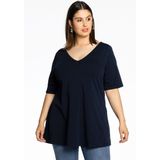 YOEK - Shirt - Donkerblauw - Effen - Halve Mouw - V-hals