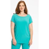 YOEK - Shirt - Turquoise - Effen - Kwartmouw