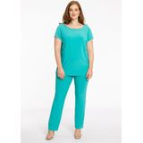YOEK - Shirt - Turquoise - Effen - Kwartmouw