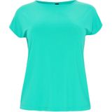 YOEK - Shirt - Turquoise - Effen - Kwartmouw