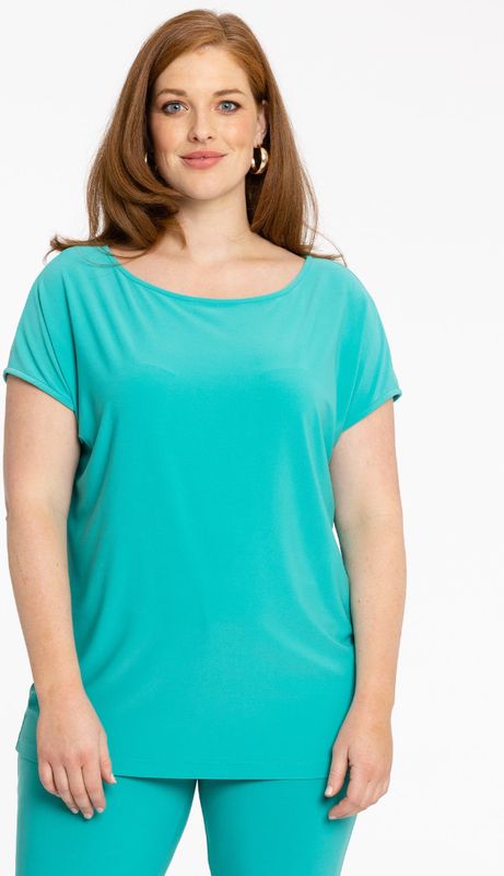 YOEK - Shirt - Turquoise - Effen - Kwartmouw