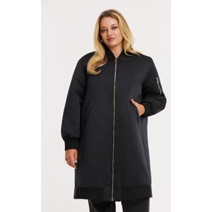 YOEK - Lang Bomberjack - Zwart - Satijn