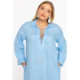 Jurk - Ramie - Lichtgewicht - V-hals - Cropped Wijde Mouwen